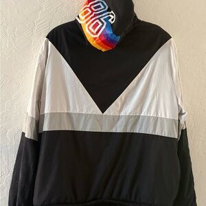 Victoria's Secret‎ Pink Sherpa Lined Anorak Windbreaker Jacket Rainbow Logo M/L